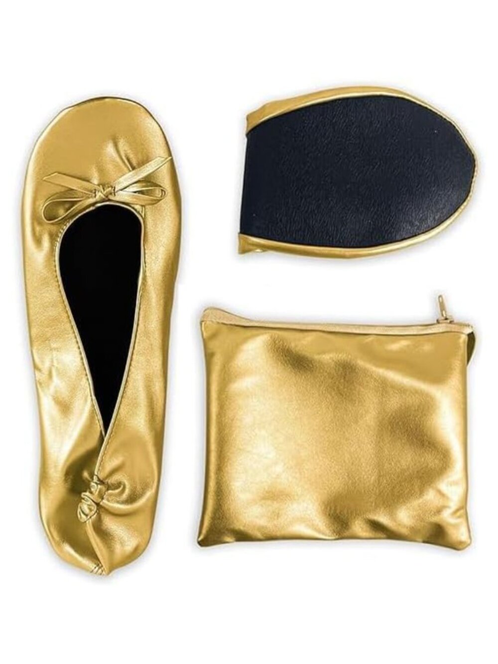 Women's Foldable Ballet Flats Travel Wedding Portable Roll Up Shoes with Pouch